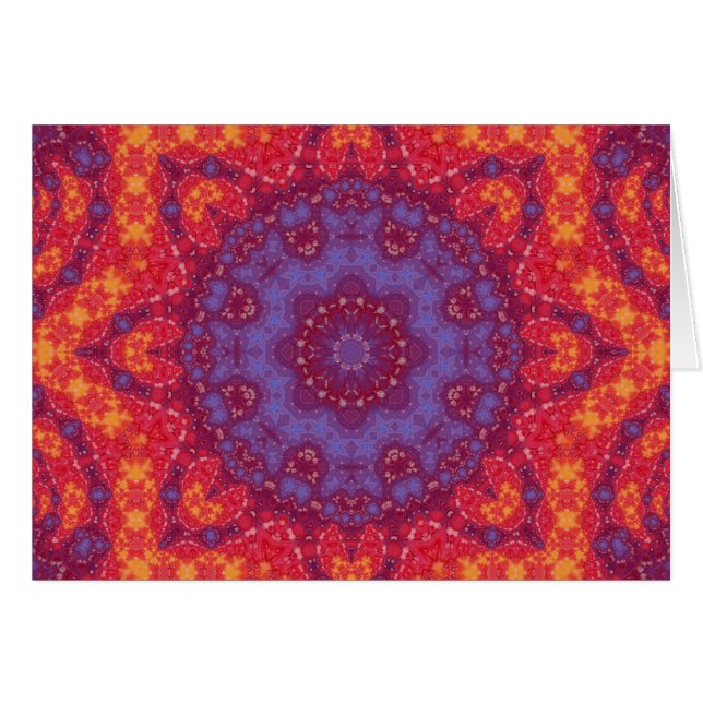 Mandala för Batiksolnedgångvattenfärg Hälsningskort (Framsidan Horizontal)
