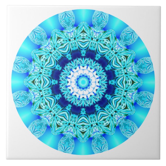 Mandala för blåttissnöre, abstrakt Aqua Kakelplatta (Framsidan)