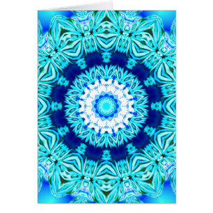 Mandala för blåttissnöre, abstrakt Cyan Hälsningskort