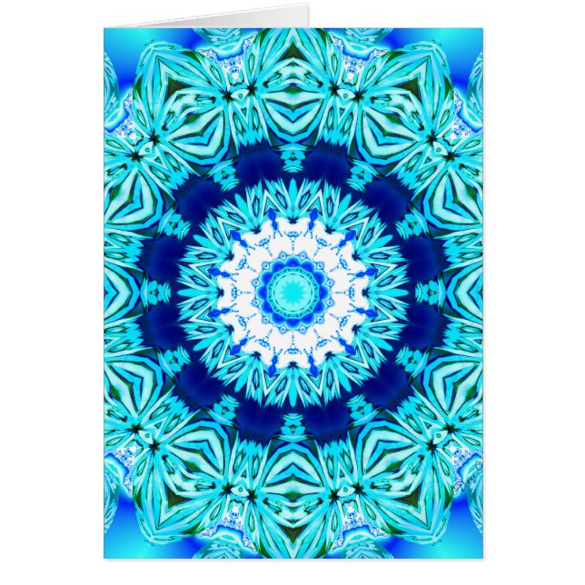 Mandala för blåttissnöre, abstrakt Cyan Hälsningskort (Framsidan)