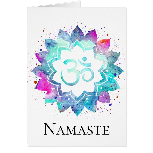 Mandala för lotusblomma för vattenfärg för symbol hälsningskort (Framsidan)