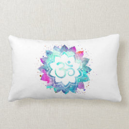 Mandala för lotusblomma för vattenfärg för symbol lumbarkudde