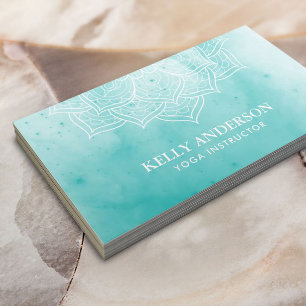 Mandala för lotusblomma för vattenfärg för visitkort