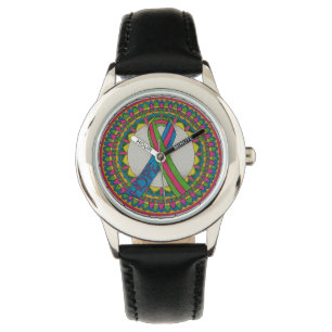 Mandala för Metastatic bröstcancermedvetenhet Armbandsur