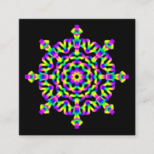 Mandala för neon för *~*Reiki Yoga som geometrisk Fyrkantigt Visitkort