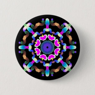 Mandala för neon för *~*rosablått på svart knapp
