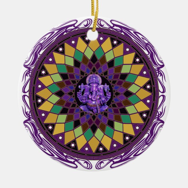 Mandala för Om Ganesh Julgransprydnad Keramik (Framsidan)