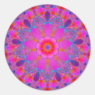 Mandala Fractal hett färg dekal Runt Klistermärke