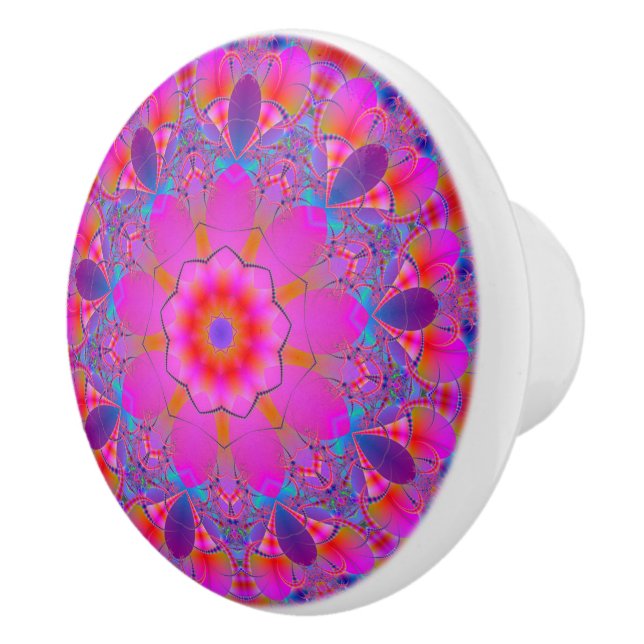 Mandala Fraktal varma färger dekal Knopp (Höger)