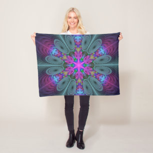 Mandala från mitten färglös fyrkantig teckning med fleecefilt