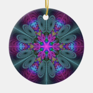 Mandala från mitten färglös fyrkantig teckning med julgransprydnad keramik