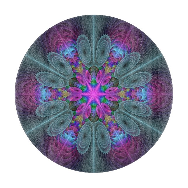 Mandala från mitten Färgrik fraktalkonst med rosa (Framsidan)