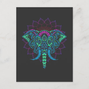 Mandala Ganesha Indian Elephant Animal Art Vykort