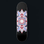 Mandala Geometric Abstrakt Mönster Blue Red Black Mini Skateboard Bräda 18,5 Cm<br><div class="desc">En vacker,  symmetrisk geometrisk mönster-röd blå på svart.</div>