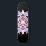 Mandala Geometric Abstrakt Mönster Blue Red Black Mini Skateboard Bräda 18,5 Cm<br><div class="desc">En vacker,  symmetrisk geometrisk mönster-röd blå på svart.</div>