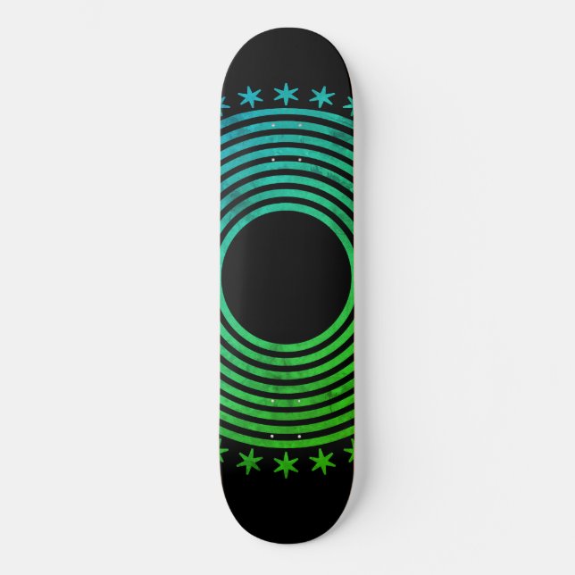 Mandala Geometric Abstrakt Mönster Grönt Black Mini Skateboard Bräda 18,5 Cm (Framsida)