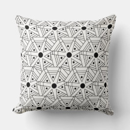 Mandala Geometric Black and White Geometric Kudde