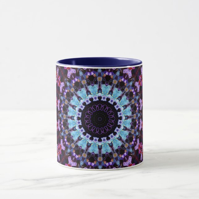 Mandala Geometric Circle Fractal Retro Hippie Mugg (Center)