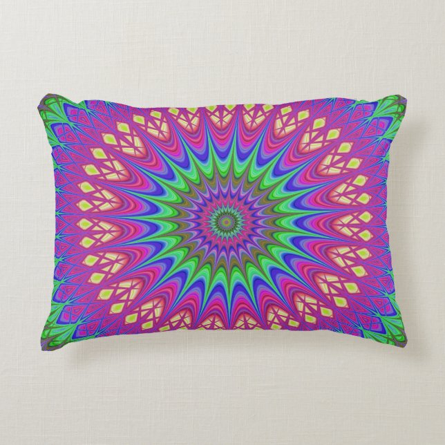 Mandala Geometric Psychedelic Retro Hippie Prydnadskudde (Framsidan)