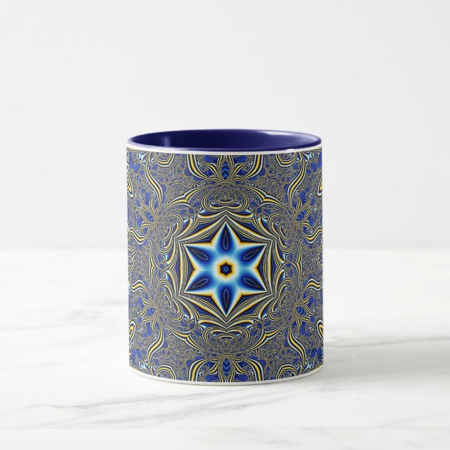 Mandala Geometric Rosette Fractal Retro Hippie Mug Mugg (Center)