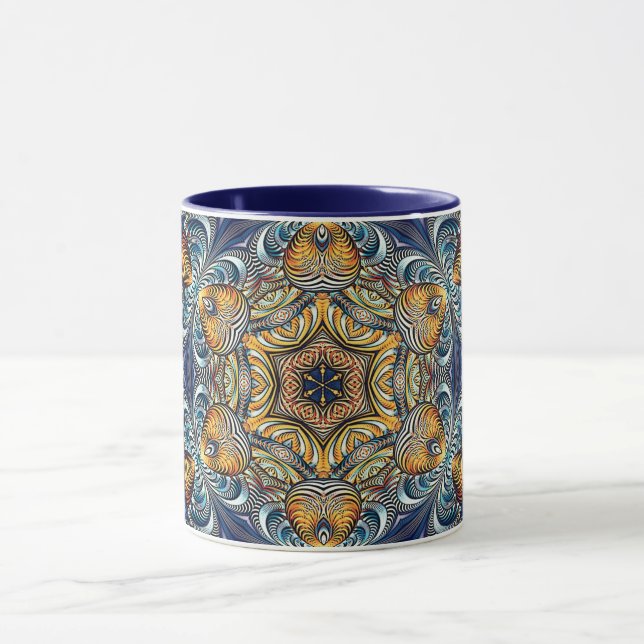 Mandala Geometric Rosette Fractal Retro Hippie Mug Mugg (Center)