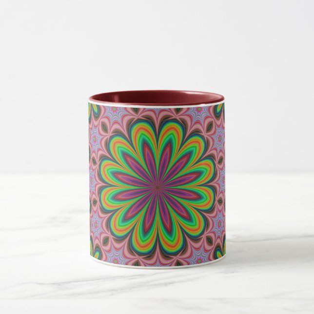 Mandala Geometric Rosette Retro Hippie Mugg (Center)