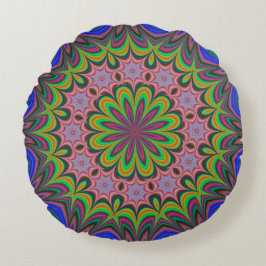 Mandala Geometric Rosette Retro Hippie Rund Kudde
