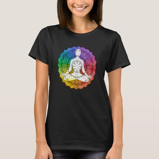 Mandala Geometry Spiritual Graphic T Shirt (Framsida)