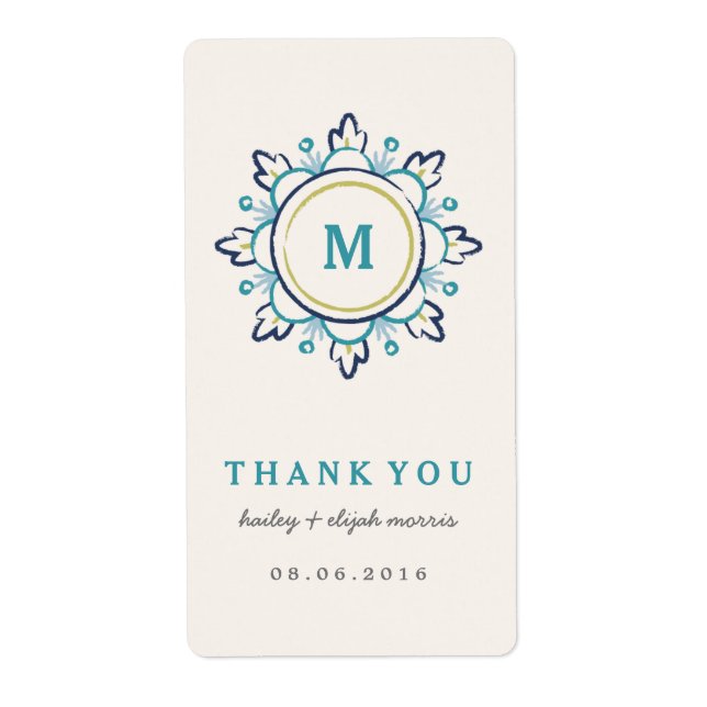 Mandala Gift Märkre Label - Teal Fraktsedel (Framsidan)