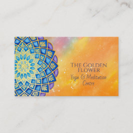 Mandala Golden Flower Blue Lila Visitkort