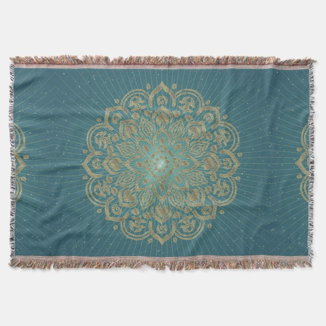 MANDALA Golden Rosette - Blanket Filt (Framsidan)