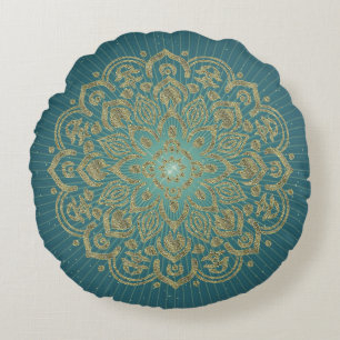 MANDALA Golden Rosette - Pillow Rund Kudde