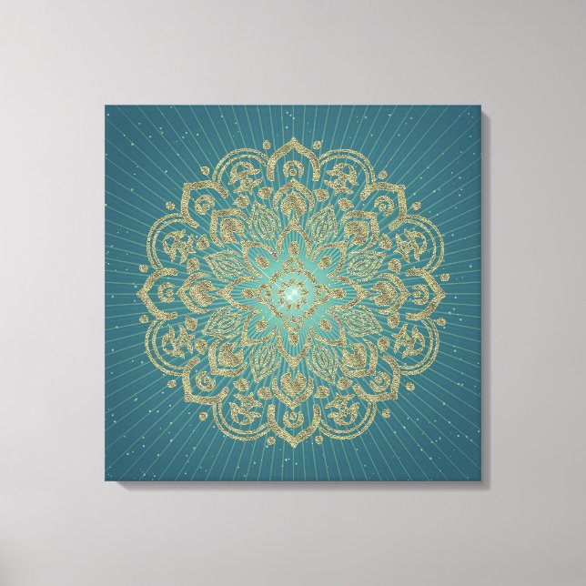 MANDALA Golden Rosette - Wrapped Canvas (Framsida)