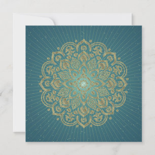 MANDALA GoldenRosette - Greeting Card, bjudande Julkort