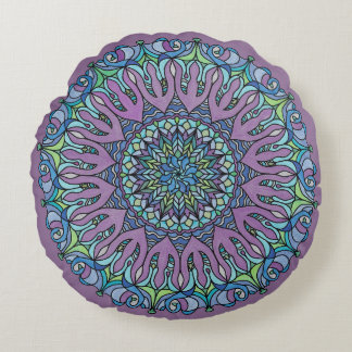 Mandala Golv Pillow Cushion - TearDrop Lavender Rund Kudde