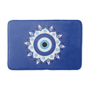 Mandala Grekiska Evil Öga Blue White Badrumsmatta