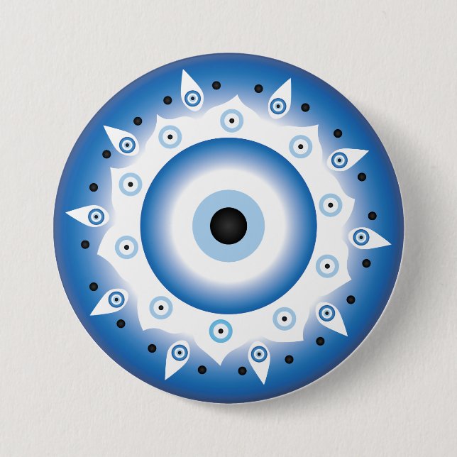 Mandala Grekiska Evil Öga Blue White Knapp (Framsida)