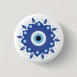 Mandala Grekiska Evil Öga Blue White Knapp