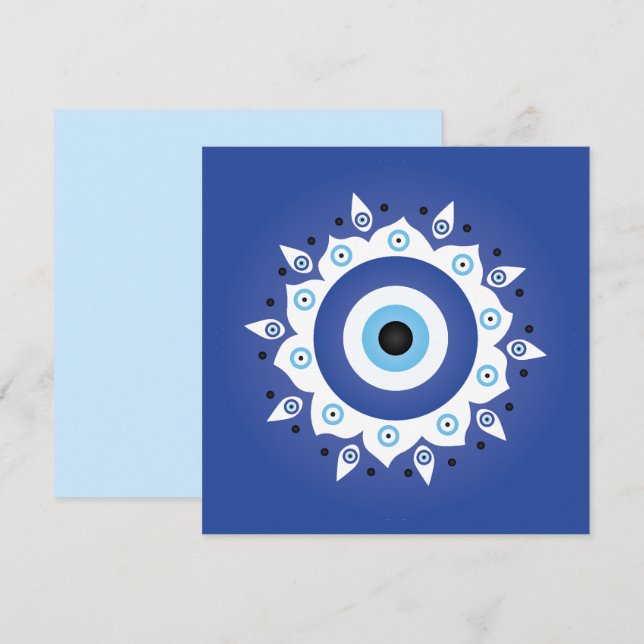 Mandala Grekiska Evil Öga Blue White Kort (Fram/baksida)