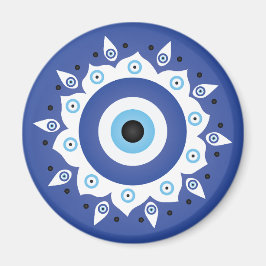 Mandala Grekiska Evil Öga Blue White Magnet