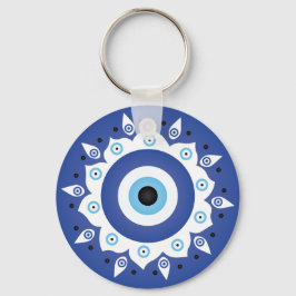 Mandala Grekiska Evil Öga Blue White Nyckelring