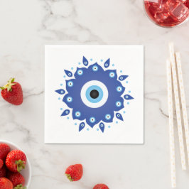 Mandala Grekiska Evil Öga Blue White Pappersservett