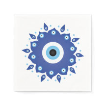 Mandala Grekiska Evil Öga Blue White