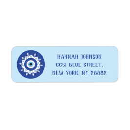 Mandala Grekiska Evil Öga Blue White Returadress Etikett