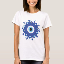 Mandala Grekiska Evil Öga Blue White T Shirt