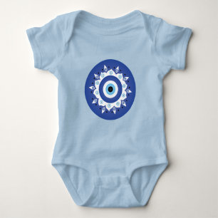 Mandala Grekiska Evil Öga Blue White T Shirt