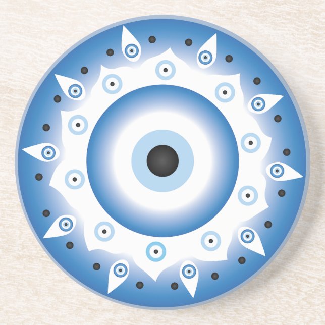 Mandala Grekiska Evil Öga Blue White Underlägg (Framsidan)