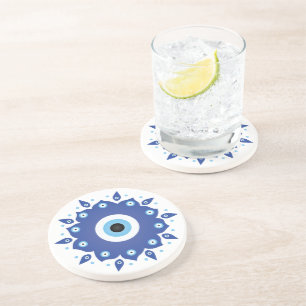 Mandala Grekiska Evil Öga Blue White Underlägg