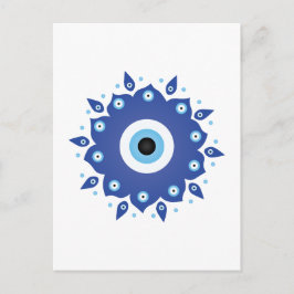Mandala Grekiska Evil Öga Blue White Vykort