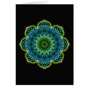 Mandala grön blå svart hälsningskort